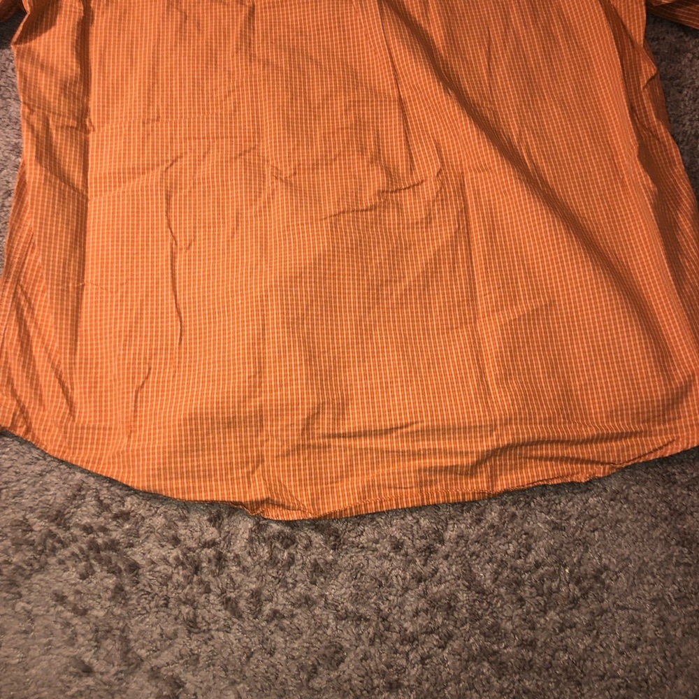 IZOD Button Down Up Mens Size XL Checkered Orange Dress Work Shirt - Picture 13 of 13